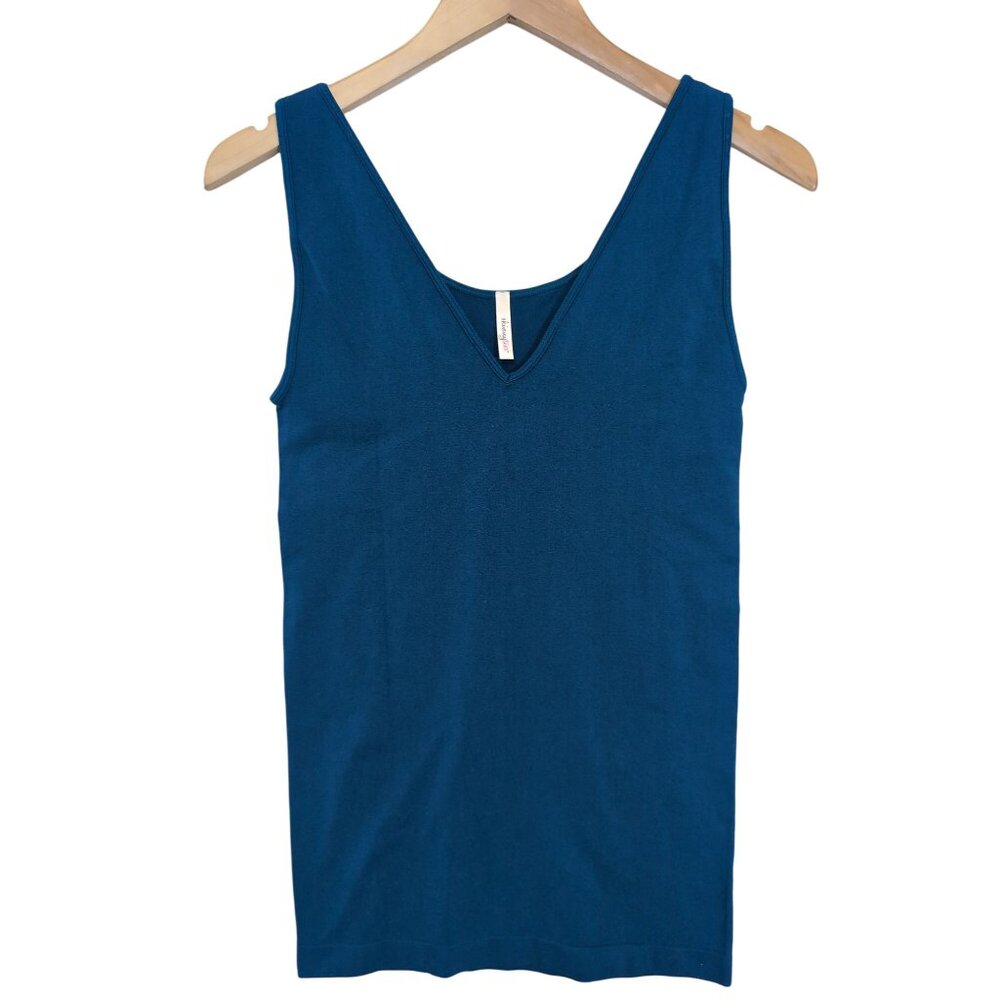 Skinny Tees Reversible Tank Womens‎ OS Blue V-Neck Scoop Neck Stretch Capsule
